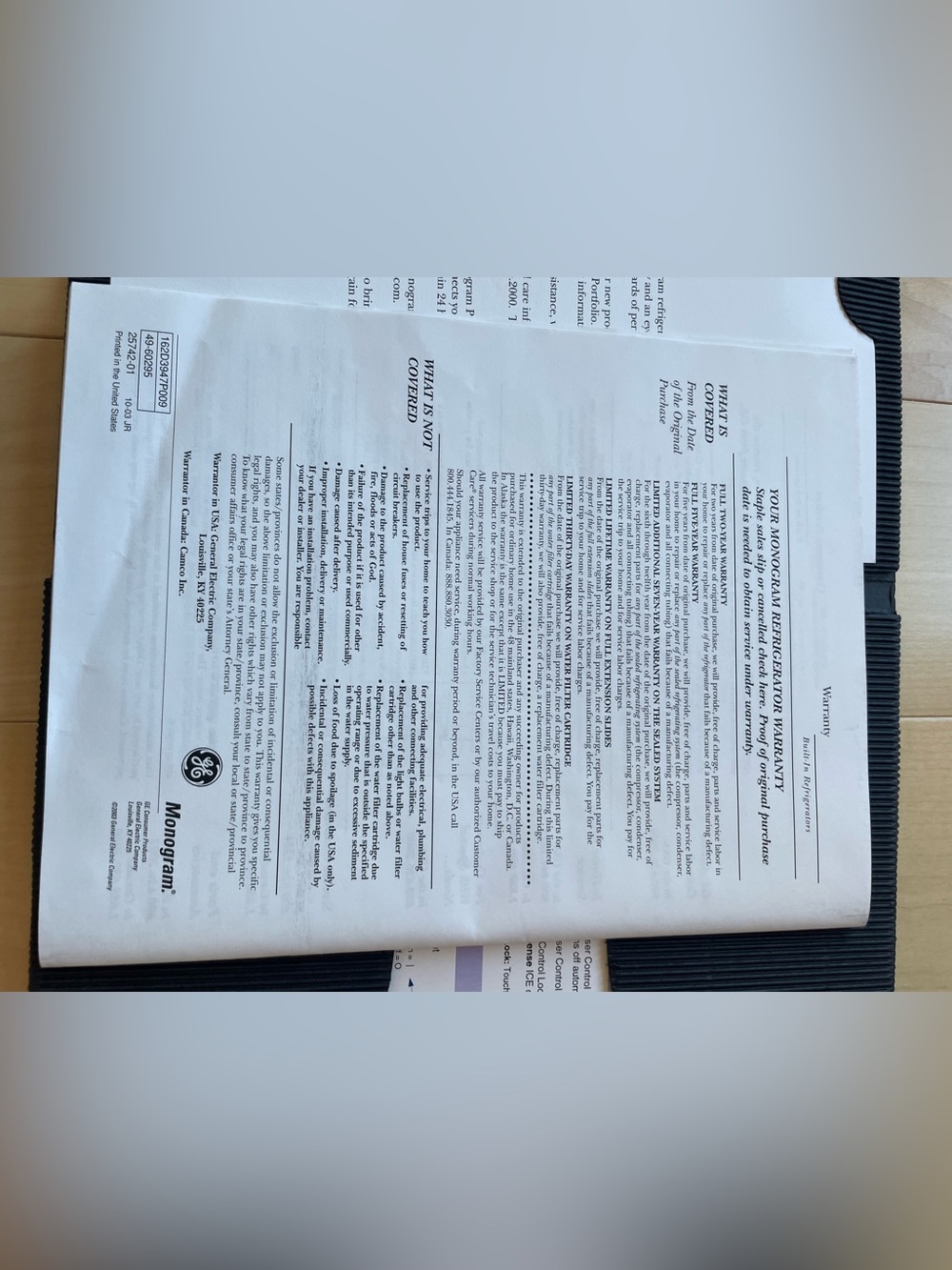 GE Monogram Refrigeration Portfolio Owner’s Manual, Tech Data Sheets (ZIS360D) - Picture 6 of 9